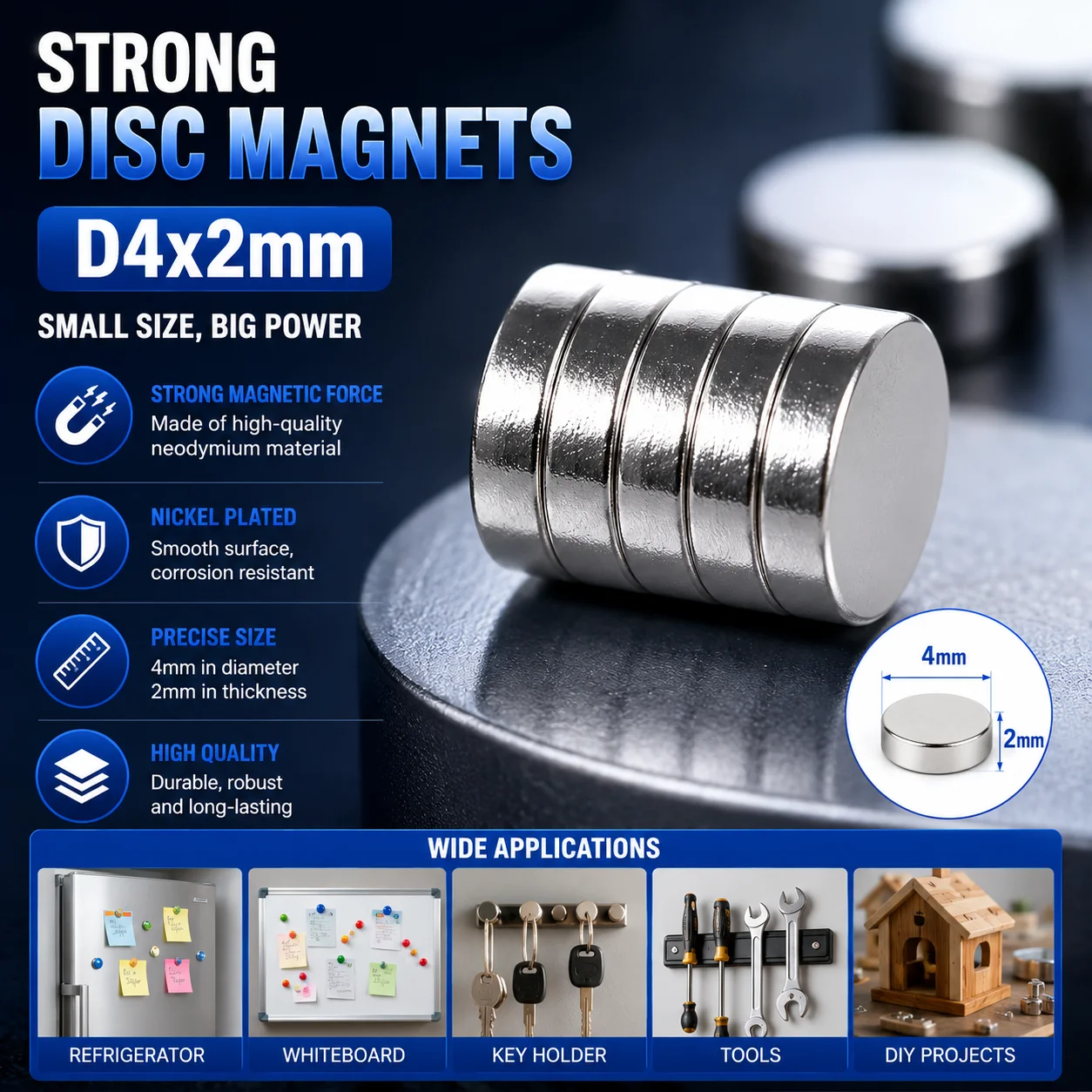Electronics Repair School - 50/100PCS 4X2MM Round Magnets Tiny Disc