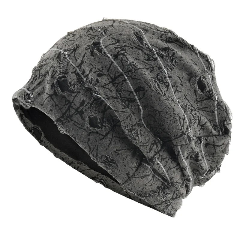 Distressed frayed edge beanie for women, spring and autumn thin versatile hat that makes the face look smaller