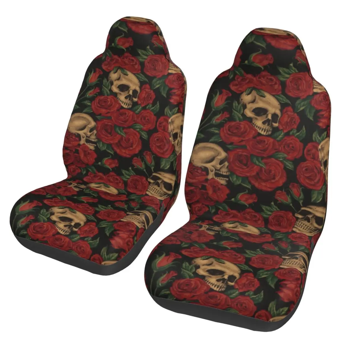 Floral Skull Universal Car Seat Cover Protector Interior Accessories For SUV Roses Retro Car Seat Covers Polyester Fishing