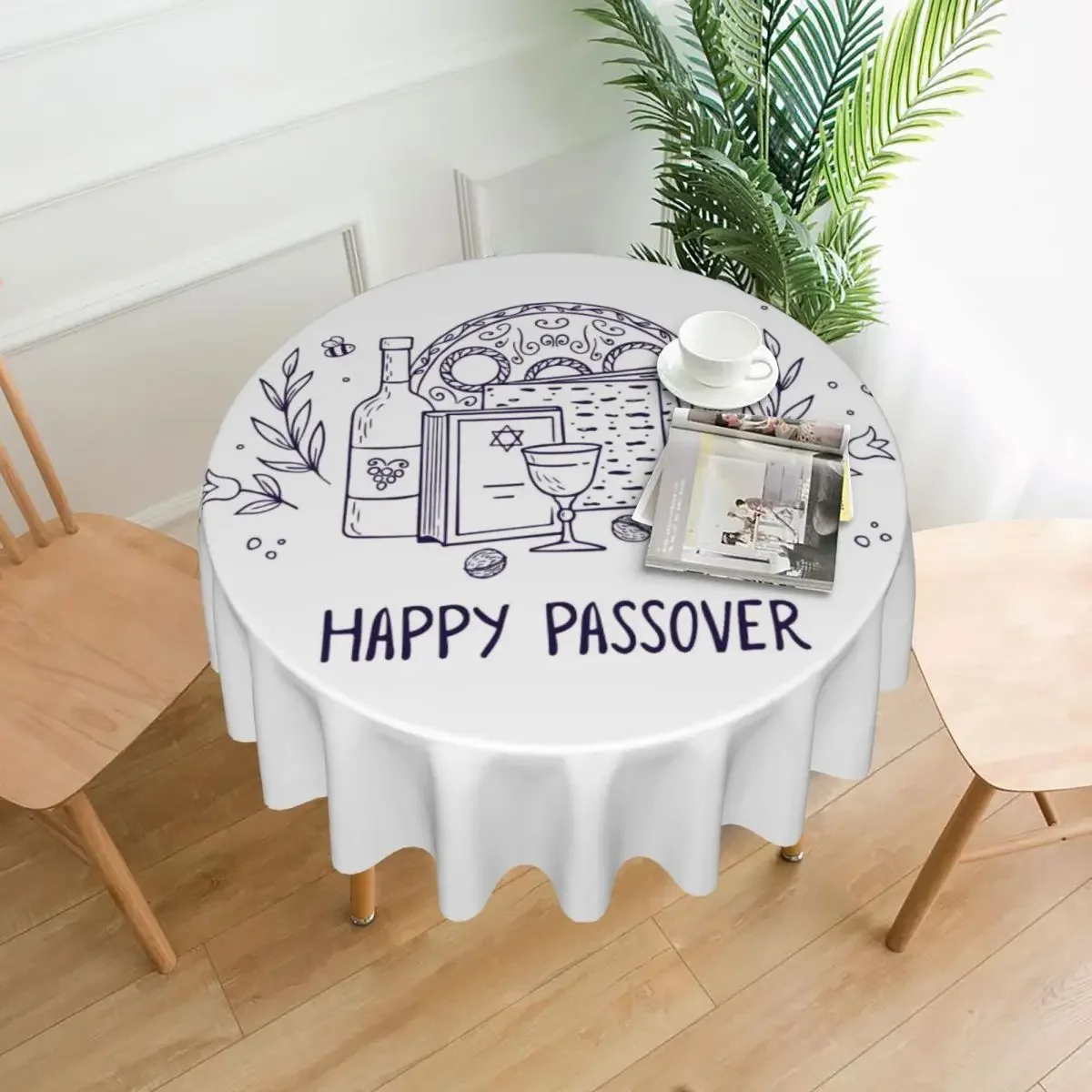 Happy Jewish Passover Tablecloth Holiday Modern Round Table Cloth For Banquet Christmas Party Table Cover Cheap Table Decoration