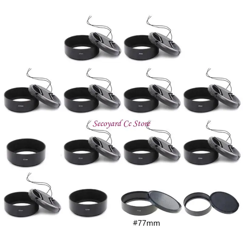 N3UC 37 39 40.5 43 46 49 52 55 58 62 67 72 77 82mm Cylindrical Metal Lens Hood for Enhanceds Photography Experience
