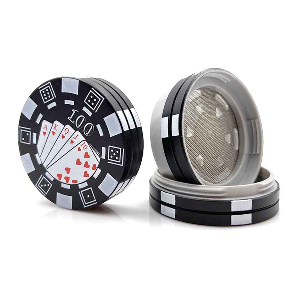 Poker Chip Tobacco Grinder 3 Layer Style Spice Cutter 40mm Herb Cutter Smoking Accessories Gadget Tool