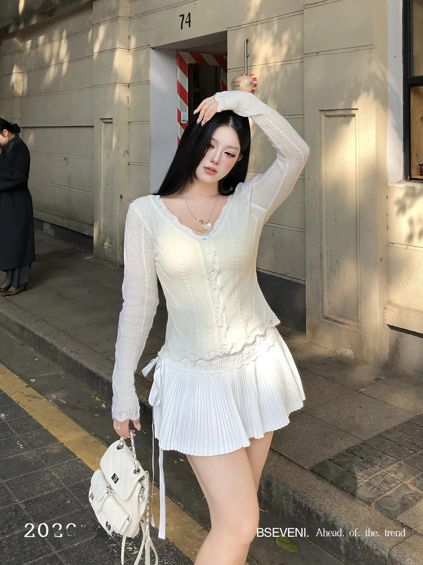 

Женский шерстяной вязаный свитер Ele с V-образным вырезом, облегающий, с кружевной отделкой, черный, весна 2026, сезонная мода, большие размеры