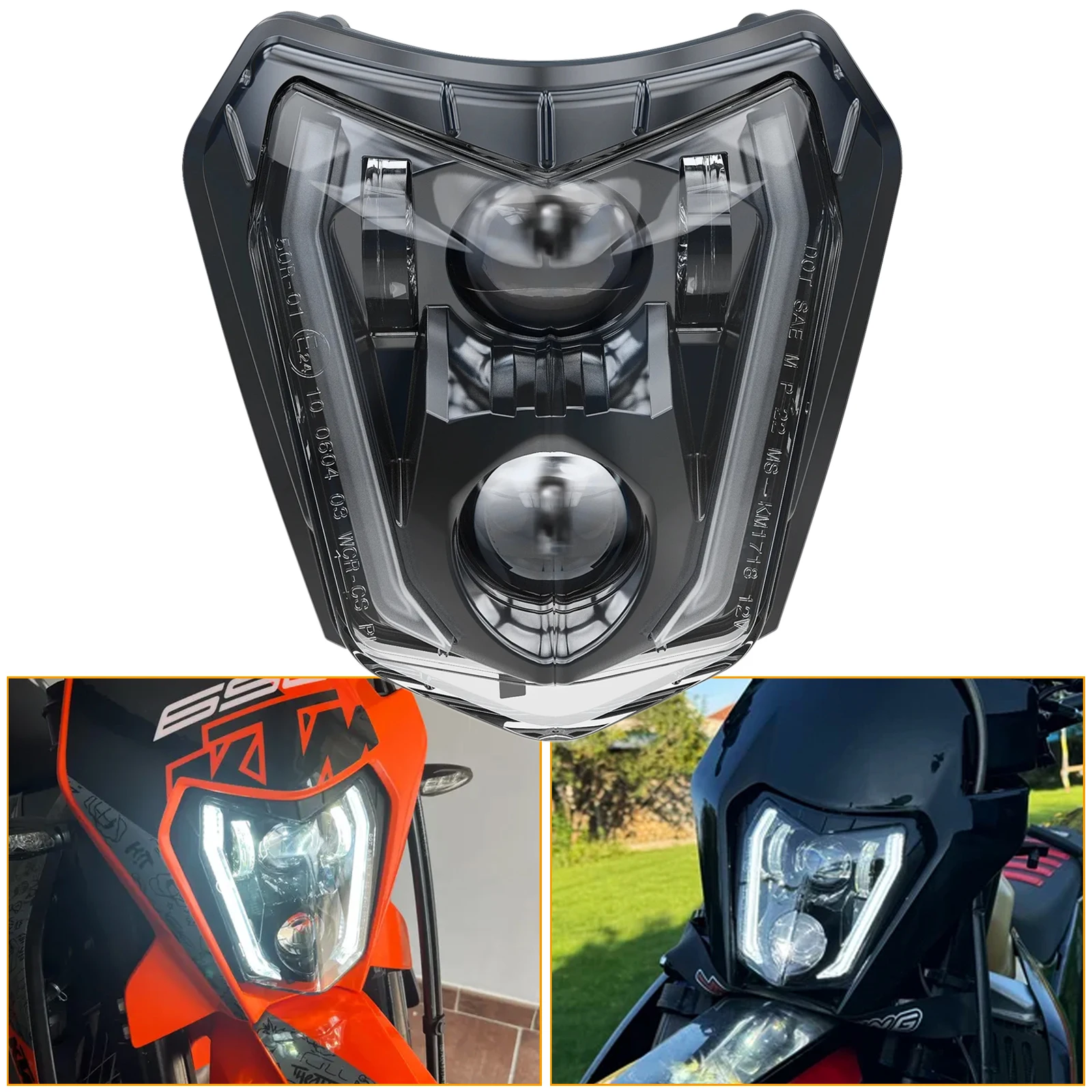 for KTM 690 SMC Enduro R Dirt Bike LED Headlight Assembly for KTM 125 150 200 250 300 350 450 500 EXC EXC-F XC-W XCF-W Headlamp