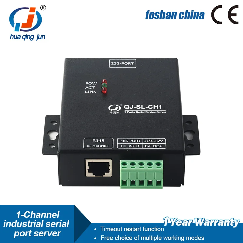 Huaqingjun 1-Channel RS485 232 to Ethernet Converter UDP DNS HTTP MQTT Modbus RTU to Modbus TCP Serial Server