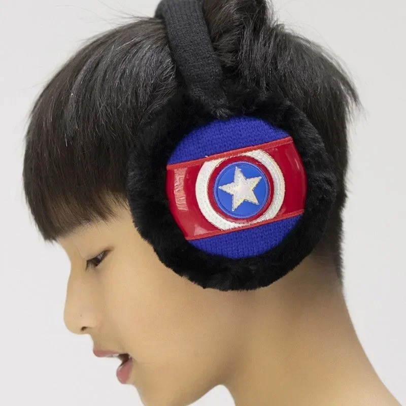 Marvel The Avengers Iron Man Captain America Winter Cartoon Thickened Windproof Foldable Ear Warmer Outdoor Portable Earmuffs