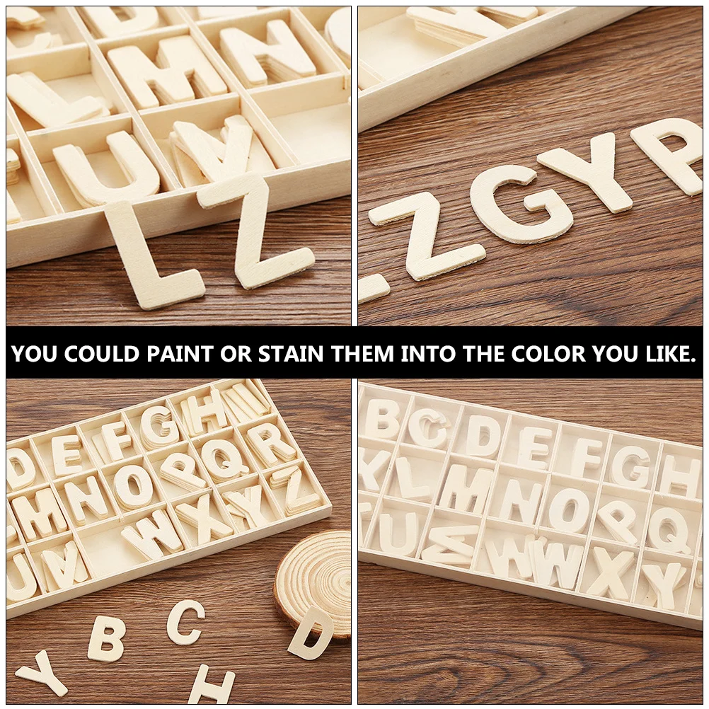 1Set Alphabet Wood Chips Smooth Shapes Safe for Kids Early Education DIY Supplies Creativity Development Home Decor Unpainted