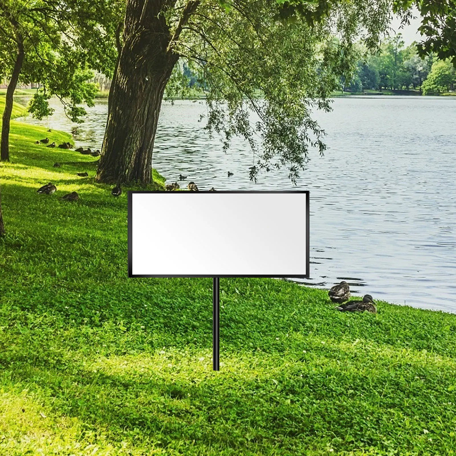 3pcs Galvanized Stand Outdoor Sign Holder Advertising Rack For Posters Yard Signs H-Shape Bracket Poster