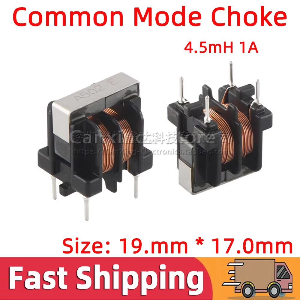 5pcs FU19A502-1A0 UU10 Common Mode Suppression Choke Coil Power Inductor Inductance 4.5mH 1A Switching Power Supply Filter DIP