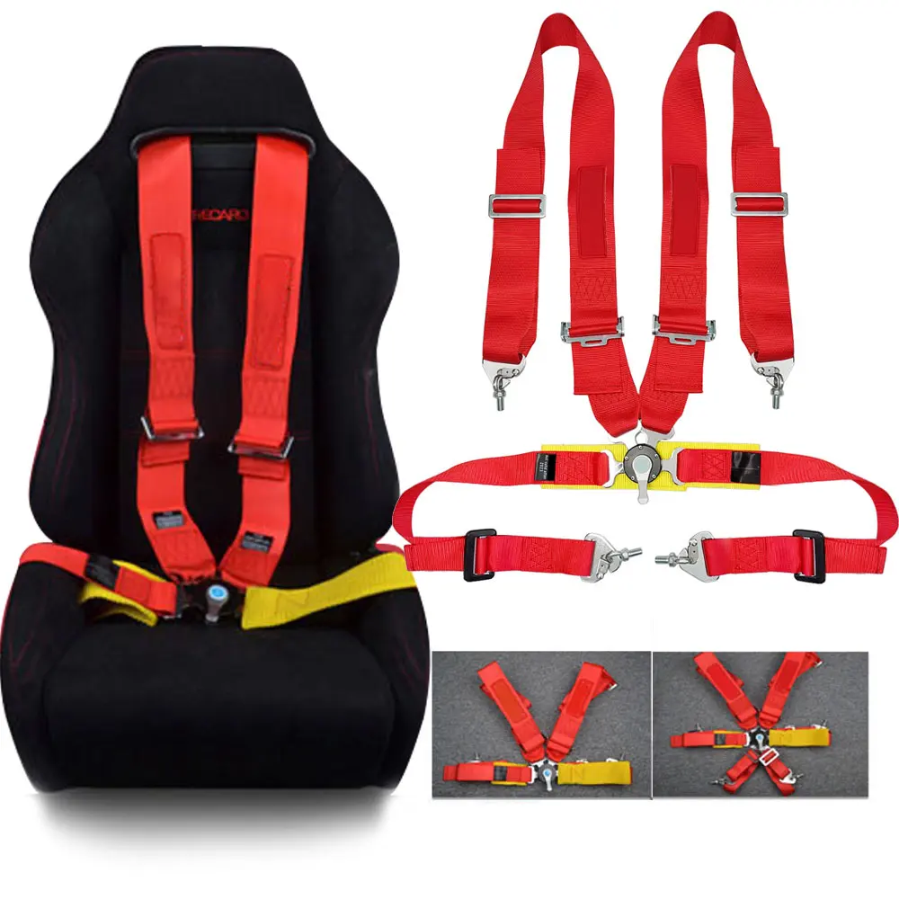 3inch Car Safety Harness Universal Auto Seat Belt 4 Point Camlock Quick Snap-in Release Racing Safety Shoulder Strap with Spa*co