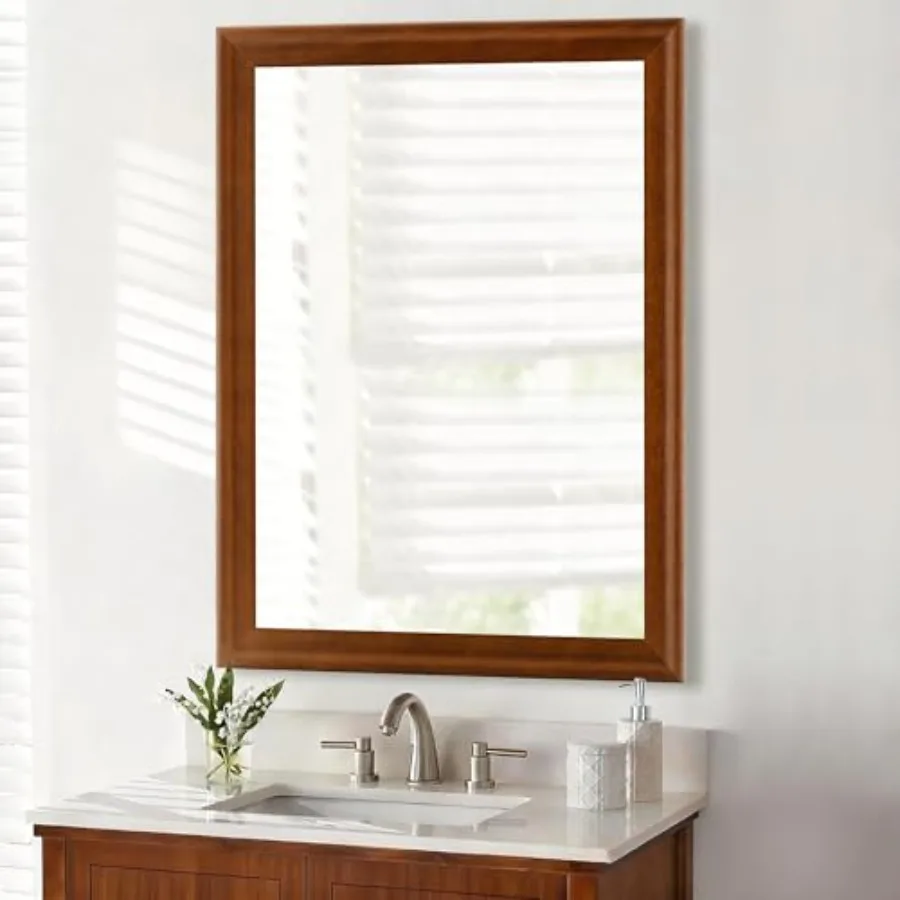 

Wood Bathroom Mirror 20x30 Inch Wooden Framed Wall Mirrors with Tempered Glass for Bathroom Living Room Bedroom or Hallway