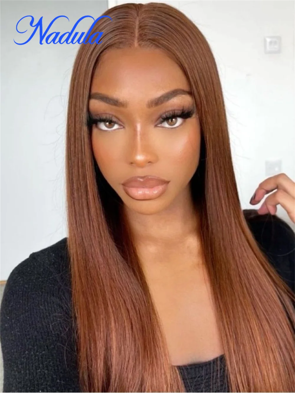 

Nadula Hair Glossy Chestnut Color 13x4 Straight Lace Frontal Wig Pre-Everything Invisible Knots Glueless Human Hair Wigs