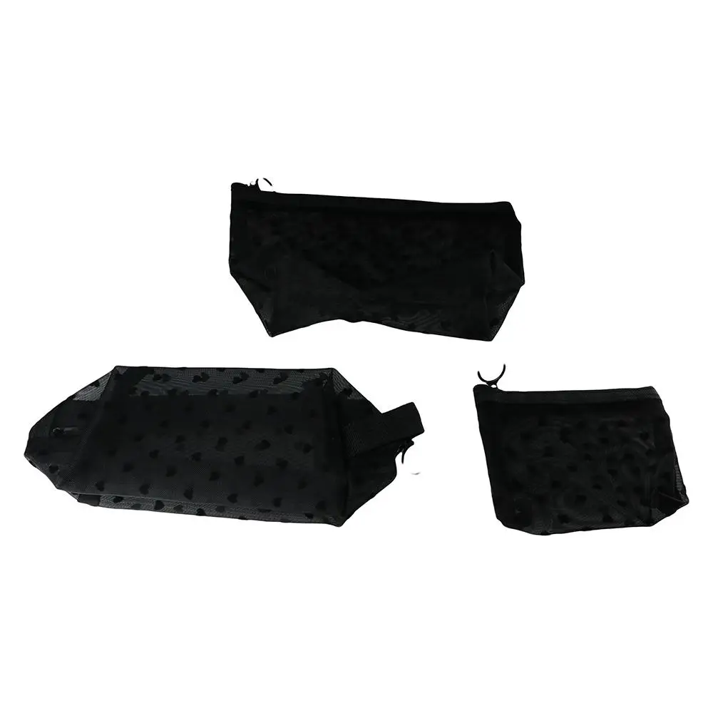 Trousse de maquillage en maille avec fermeture éclair pour femme, trousse à cosmétiques transparente, trousse de toilette décontractée, point de vague, amour, cœur