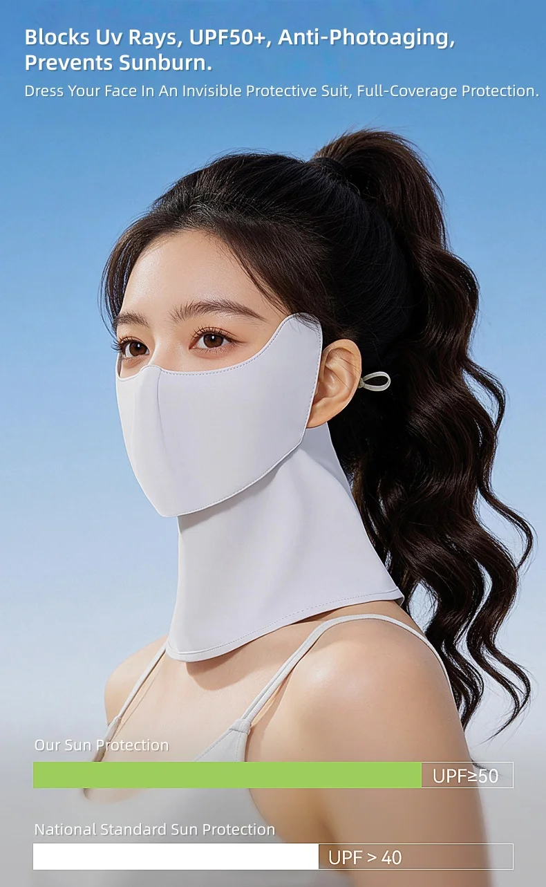

Women's Open-Face Sun Protection Face Mask: Magnetic Closure, Breathable, UV Protection, Cooling Fabric, Neck Cover