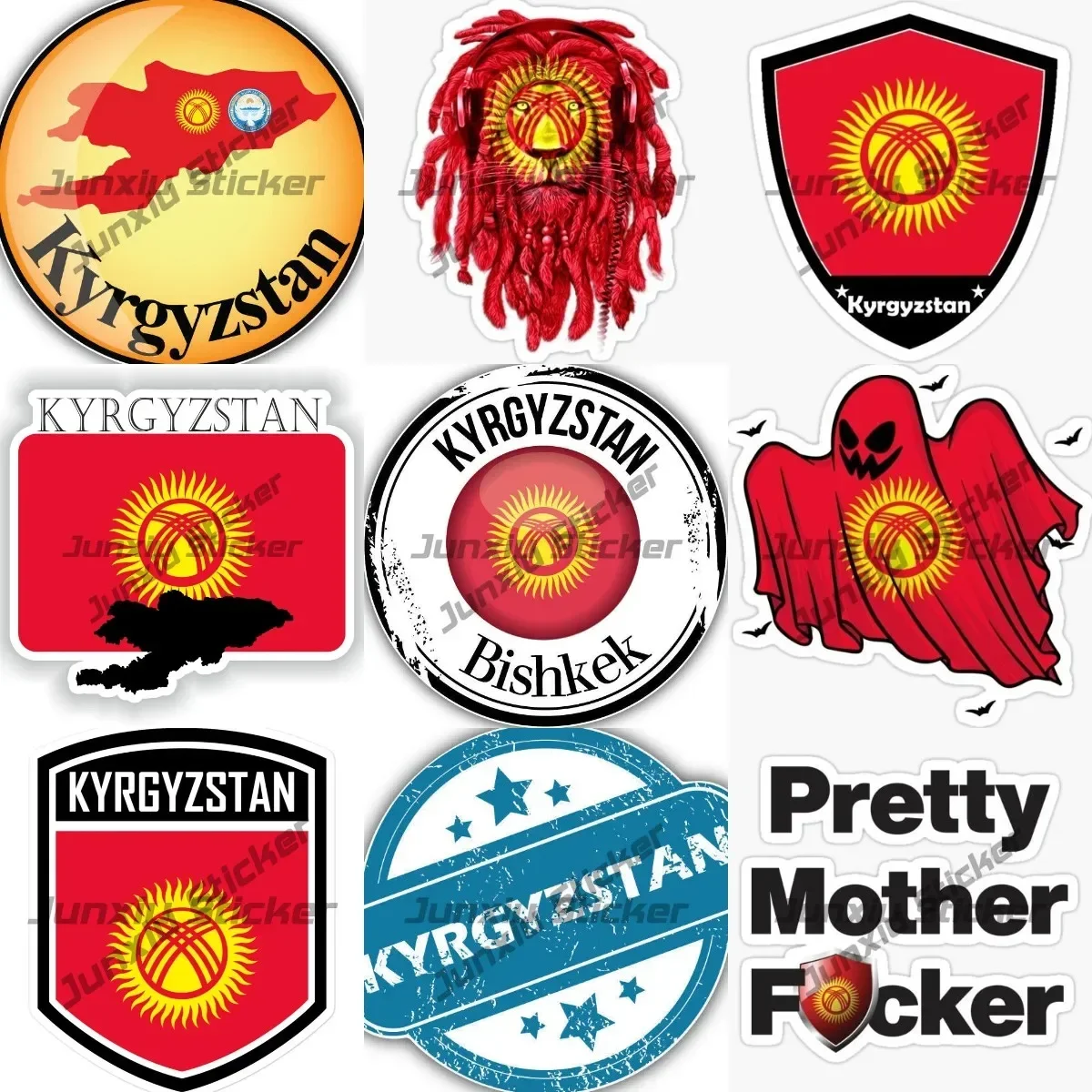 

Bishkek Kyrgyzstan World Flag Emblem Car Sticker Decal Scratch-Proof Sunscreen Decor Decoration