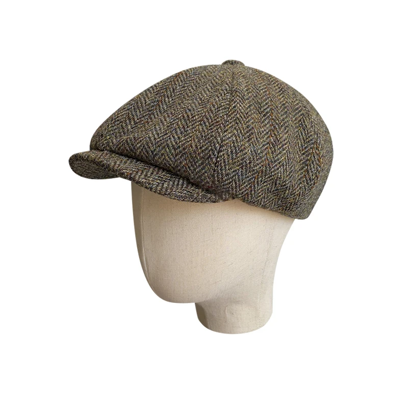 Wool Cap For Men Newsboy Hats High Quality Men\'s Brand Cap Winter Herringbone Eight-Blade Cap Flat Hat Brown Women Berets BJM19