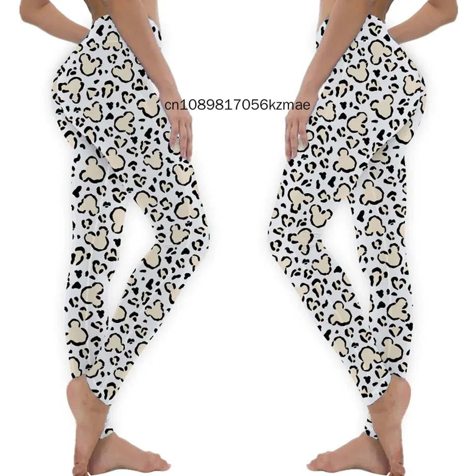 

2024 New High Waist Elastic Fitness Gym Sport Workout Leggings Stitch Mickey Minnie Mouse 3D Prints Yoga Pants for Women Girls