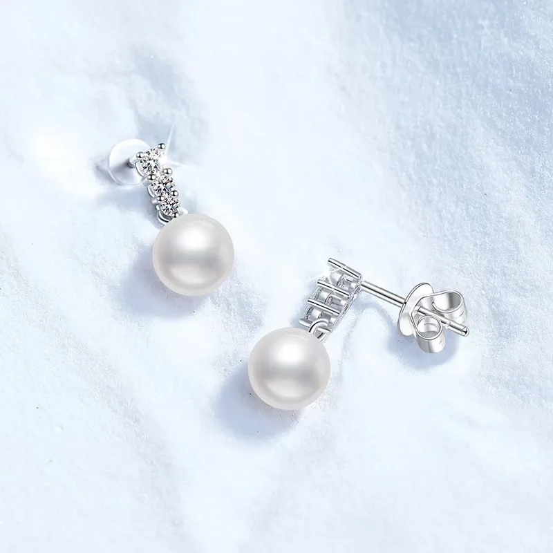 100% Moissanite Jewelry Natural Freshwater Pearl Classic Princess Diana Style Earrings S925 Sterling Silver Earrings for Women Moissanite Earrings Wholesale