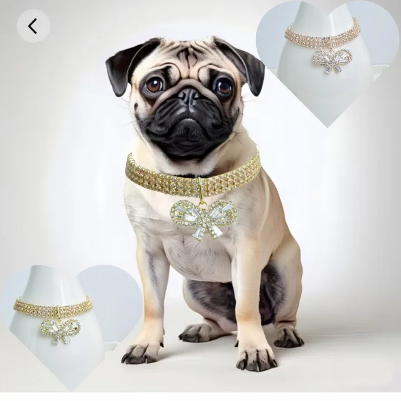 

Three Rows of Smart Special-shaped Zircon Butterfly Cat and Dog Necklace Full of Diamonds Advanced Cat Chain