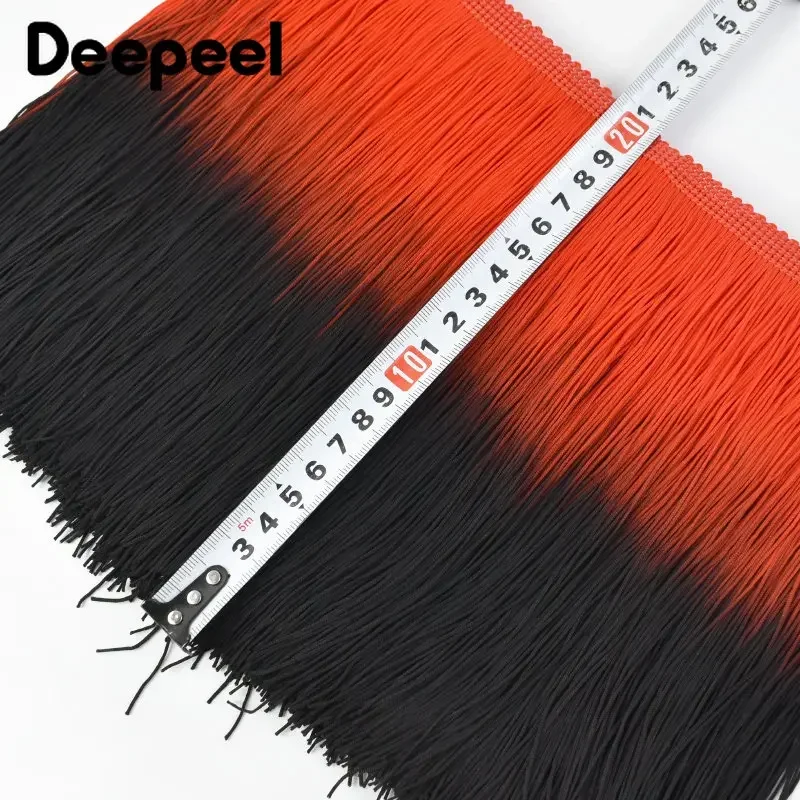 2/5Meters 20cm Gradient Colors Latin Dance Fringe Tassels Polyester Lace Trim Fabric DIY Clothing Dress Curtain Decor Material