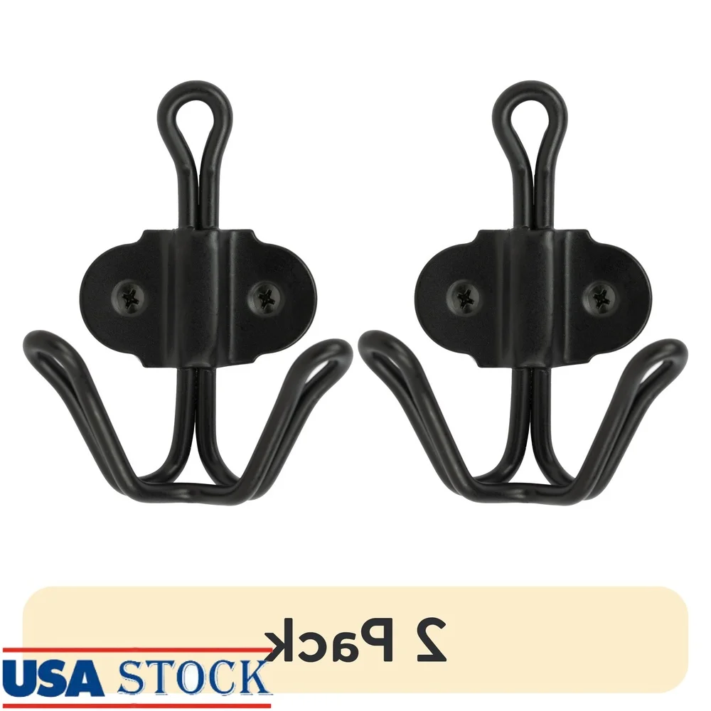 

Настенные крючки для шляп с двойными зубцами, металлическая проволока, черная отделка, простая установка в деревенском стиле