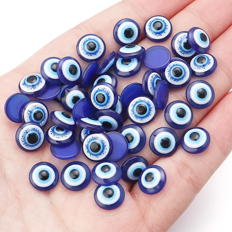 20-50pcs/lot Blue Evil Eye Resin Cabochon Beads 6-20mm Flatback Loose Spacer Beads Toys Decoration Hat DIY Jewelry Accessories