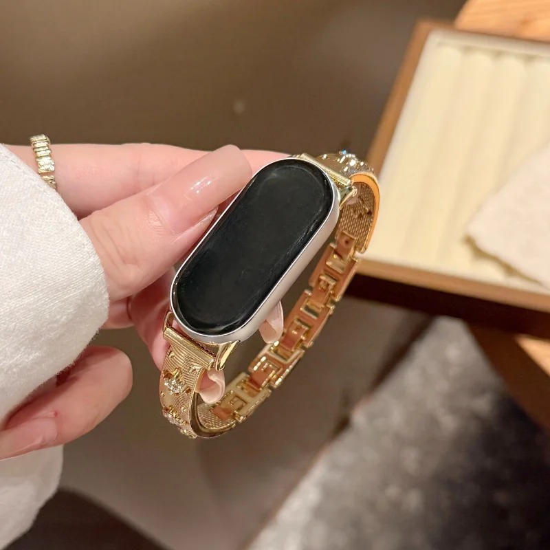 Diamond studded metal bracelet suitable for watch straps Xiaomi Band 8Pro/9Pro，For Mi band 3/4/5/6/7，8/8NFC/9/9NFC/10/10NFC，For - view 5