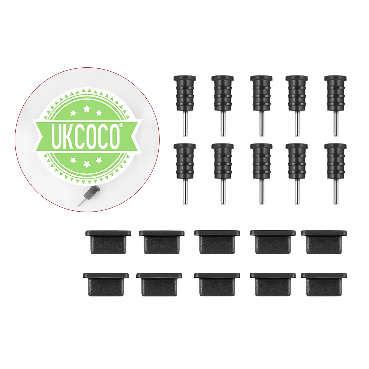 UKCOCO 10 Pairs USB Type C Protective Covers Silicone Port Plug Covers (Black) silicone plug headphone jack plug