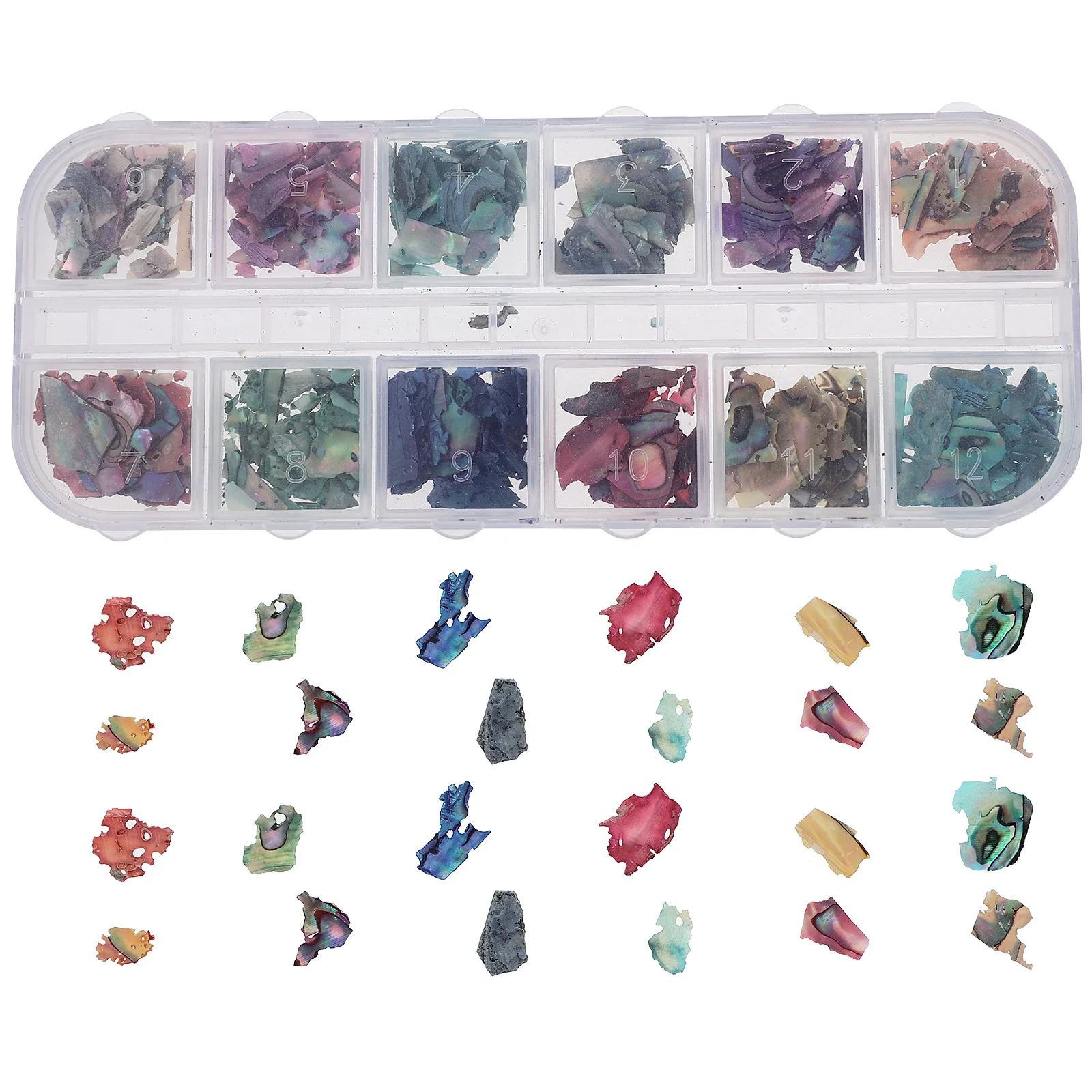 

1 коробка украшений для ногтей: декор из натуральных ракушек, стильные шармы для маникюра, для накладных ногтей, материалы для декора ногтей своими руками