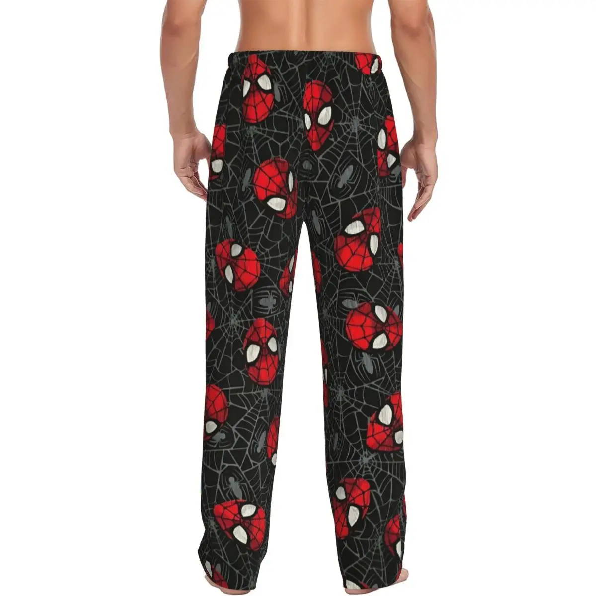 Custom Spider Man Pajama Pants for Men Superhero Anime Lounge Sleep Drawstring Sleepwear Bottoms with Pockets