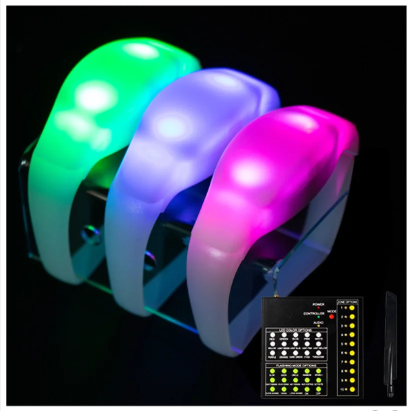 150pcs/100pcs Bracelet with a Remote 15 LED Colors Concert Wedding Birthday Party Glowing Atmosphere Props Can Customize Logo