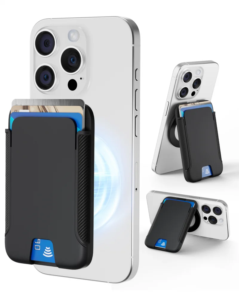 

For IPhone Magnetic Card Bag Rotating 2-in-1 Phone Stand Magnet Card Slots Case Detachable Slim Hard Case Wallet