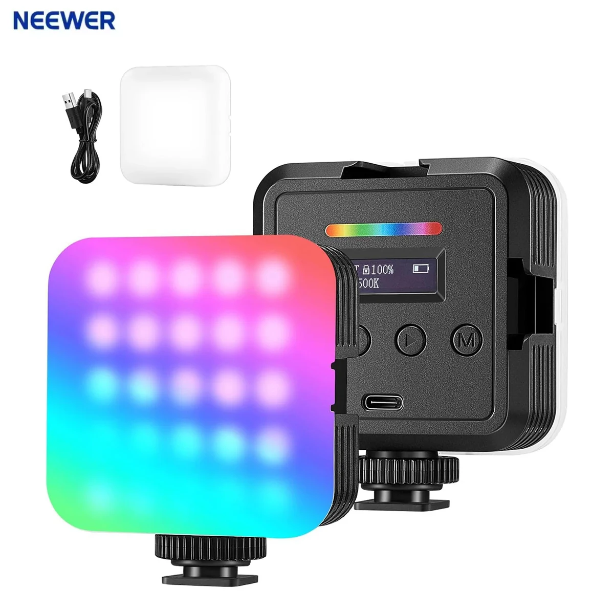 

Магнитная RGB-подсветка NEEWER RGB62 с управлением через приложение 360° ° Полноцветная светодиодная подсветка для камеры с 3-мя холодными туфлями для фотосъемки