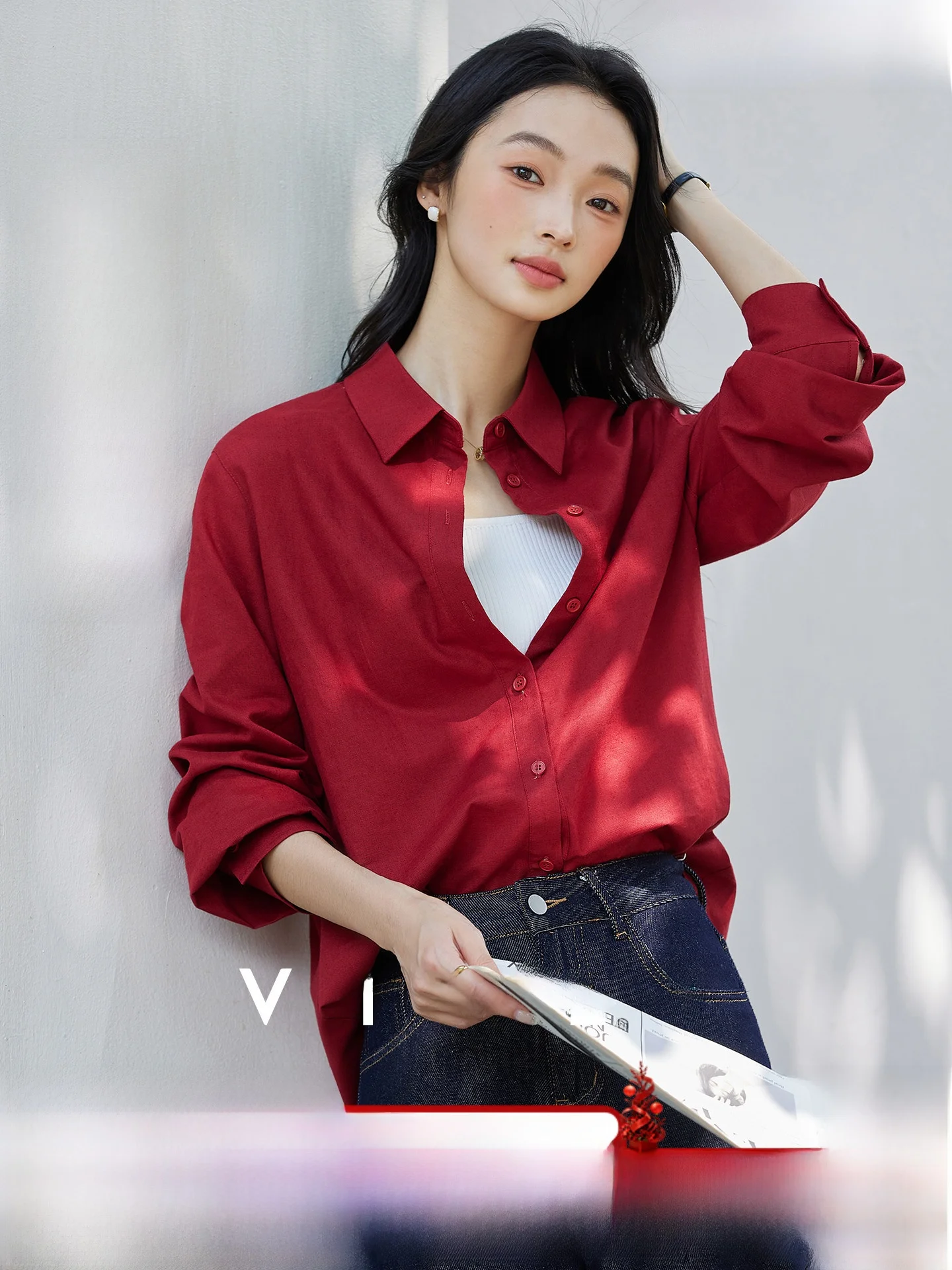 

Women's Cotton Linen Blend Long Sve irt Jaet 2025 Autumn New Design Casual Sle Pure Color Button up Top