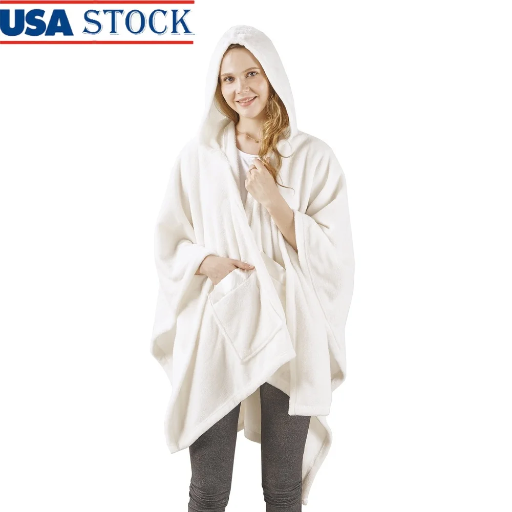 

Плюшевая пленка «Ангел» с капюшоном и карманами. Уютный бросок для телевизора, чтения, путешествий, можно стирать в машине, в подарочной упаковке, 60x50 дюймов.