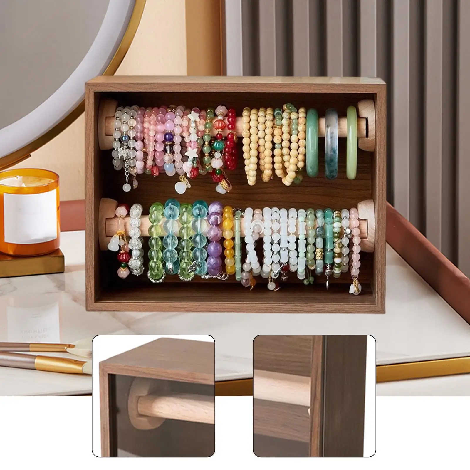 

Bracelet Holder Bangle Storage Box Storage Rack Walnut Wood for Home Organization Show