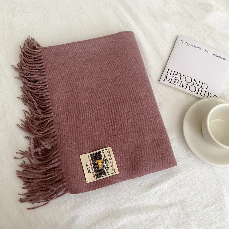 وشاح رقبة كشمير تقليد ناعم للنساء ، أحادي اللون ، ملصق متعدد الاستخدامات ، شال مقاوم للبرد ، دافئ ، طالب ، شتاء #5