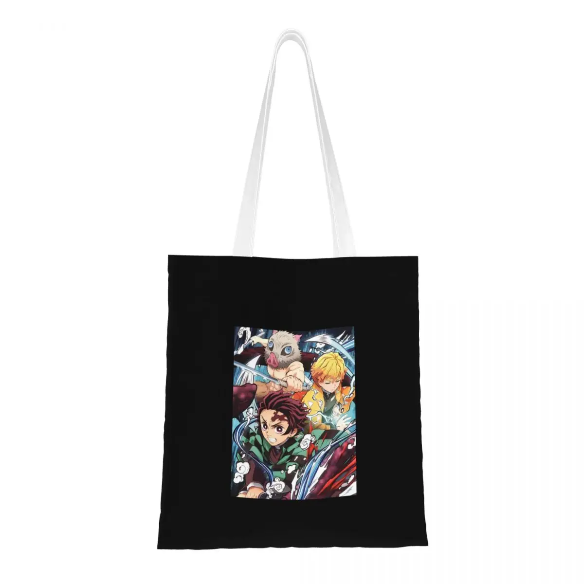 

Убийца демонов, японское аниме, холщовая сумка-тоут, сумки на плечо, сумки для покупок большой вместимости для унисекс