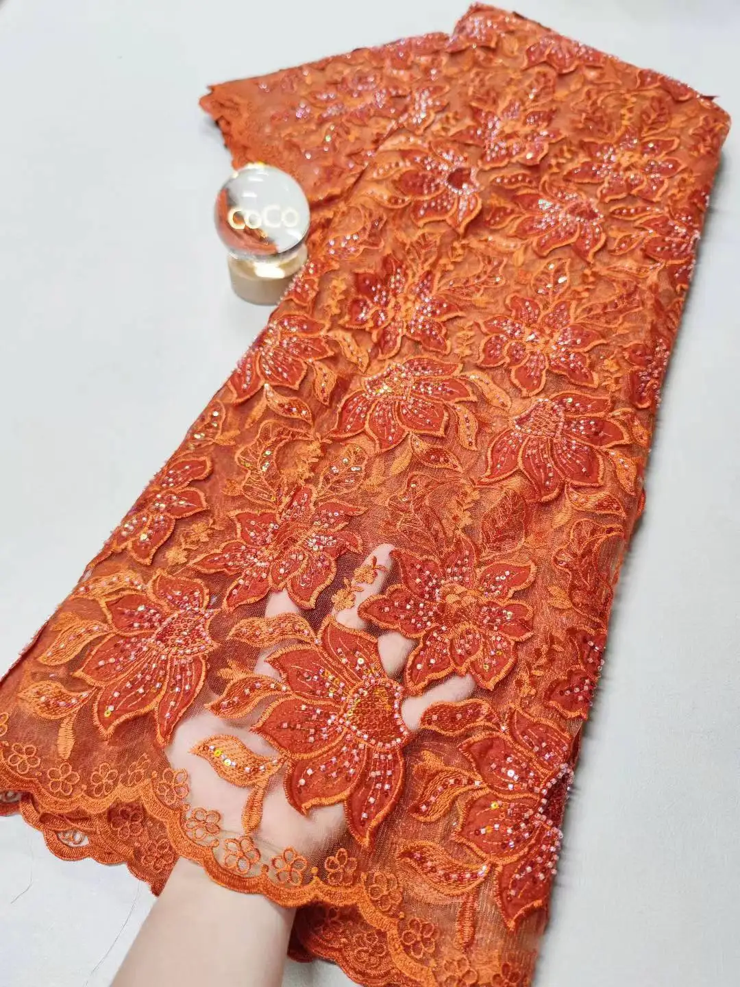 

2025 High Quality African Nigerian Lace Fabric Embroidered Tulle Net for Wedding Gowns Elegant Bridal Dress Material 5 Yards