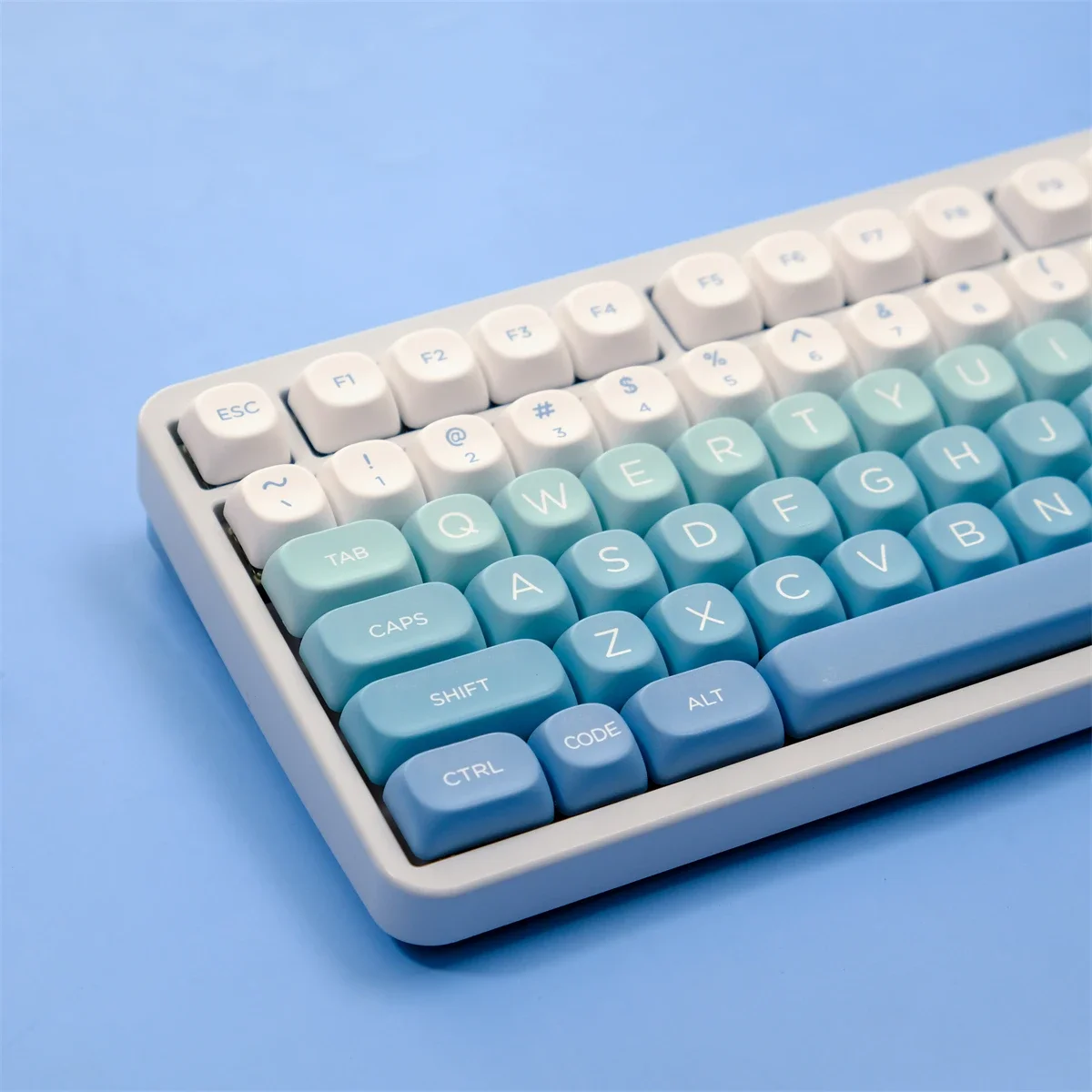 pbt material126 teclas caindo neve gradiente cor keycaps sublimacao de tinta moa perfil keycaps para interruptores mx gk75 gk96 teclado 01