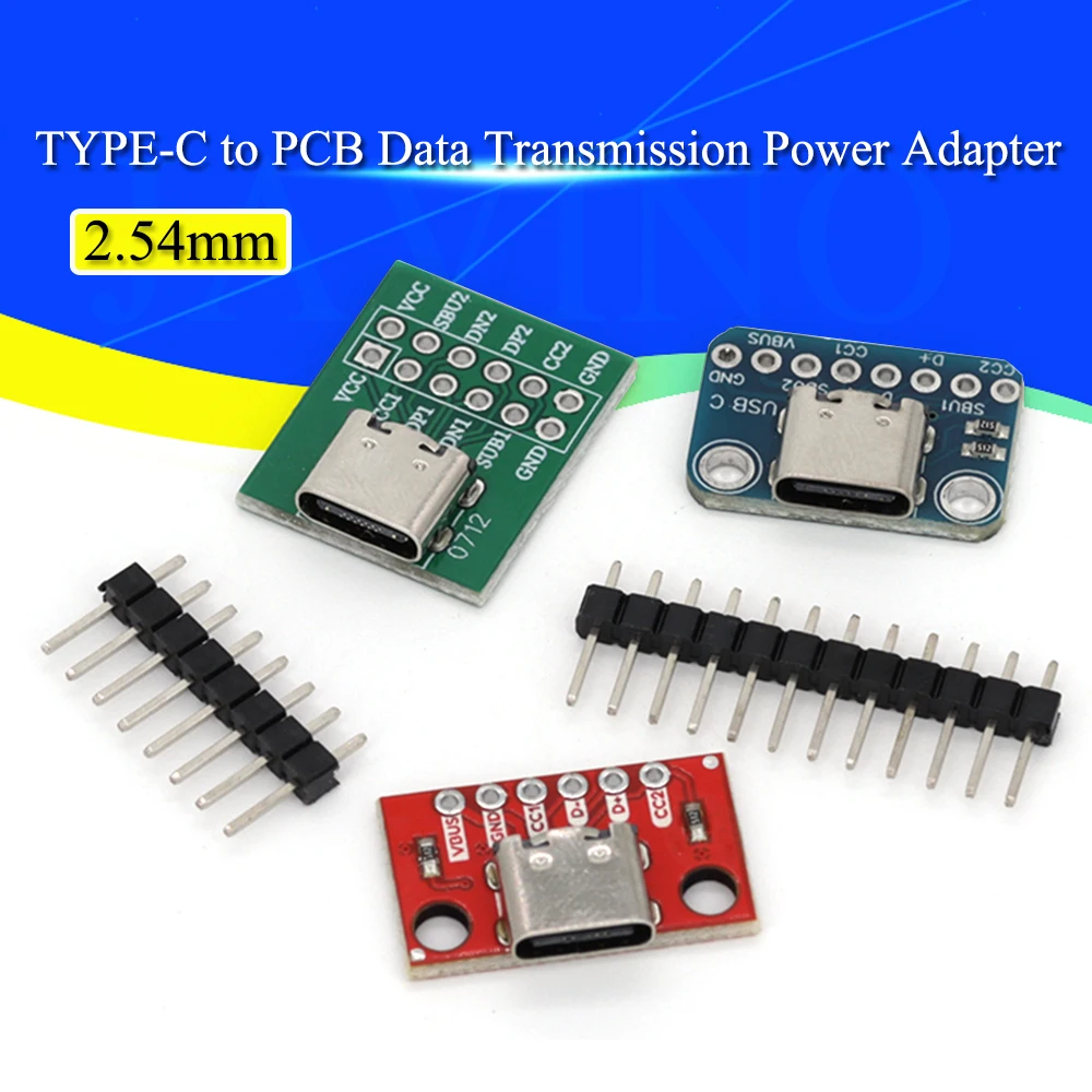 5PCS 2.54mm USB TYPE-C naar PCB Datatransmissie Power Adapter Pin Board Test Board Soldeer Vrouwelijke DIP connector Socket