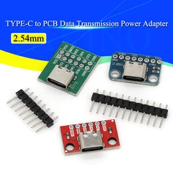 5PCS 2.54mm USB TYPE-C naar PCB Datatransmissie Power Adapter Pin Board Test Board Soldeer Vrouwelijke DIP connector Socket