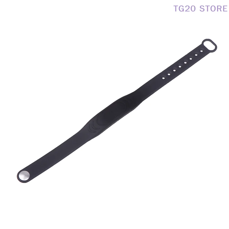 125KHz/13.56MHz 14443A IC Chip Silicone RFID Pulseira Ajustável Preto Puro Pulseira À Prova D 'Água