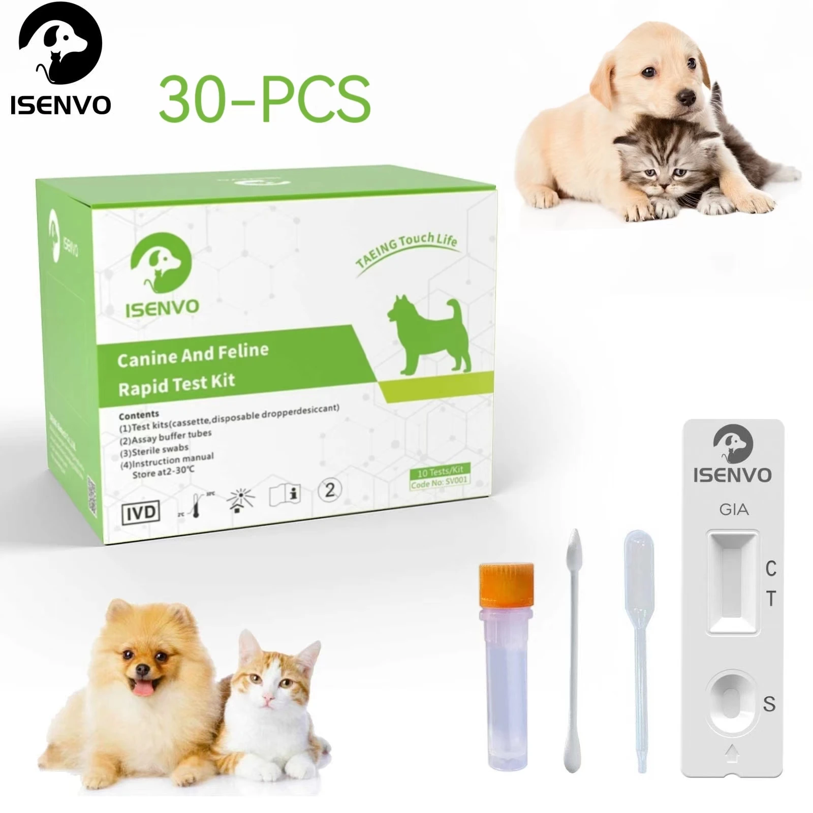 

30 Pcs GIA - Canine & Feline GIARDIA Rapid Home Test Kit for Dogs & Cats