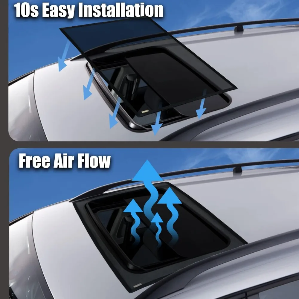 Sunroof Sun Shade Universal Car Moon Roof Mesh Sun UV Protection Cover, Magnetic Quick Install, Release Heat and Ventilation