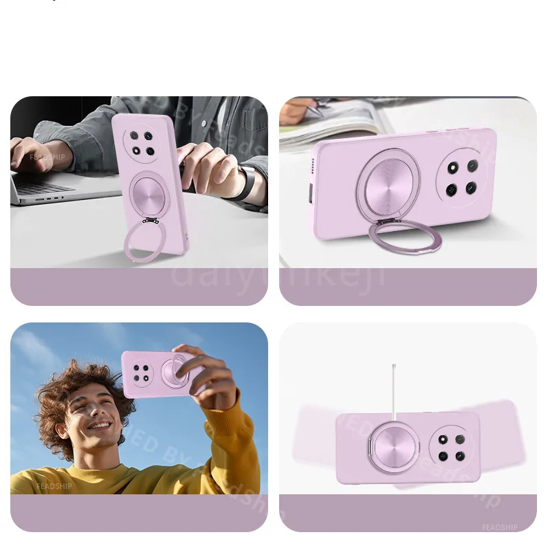 Capa de telefone suporte magnético para honor magic 7 pro lite capa de silicone para honor magic7 capa protetora macia com filme de tela