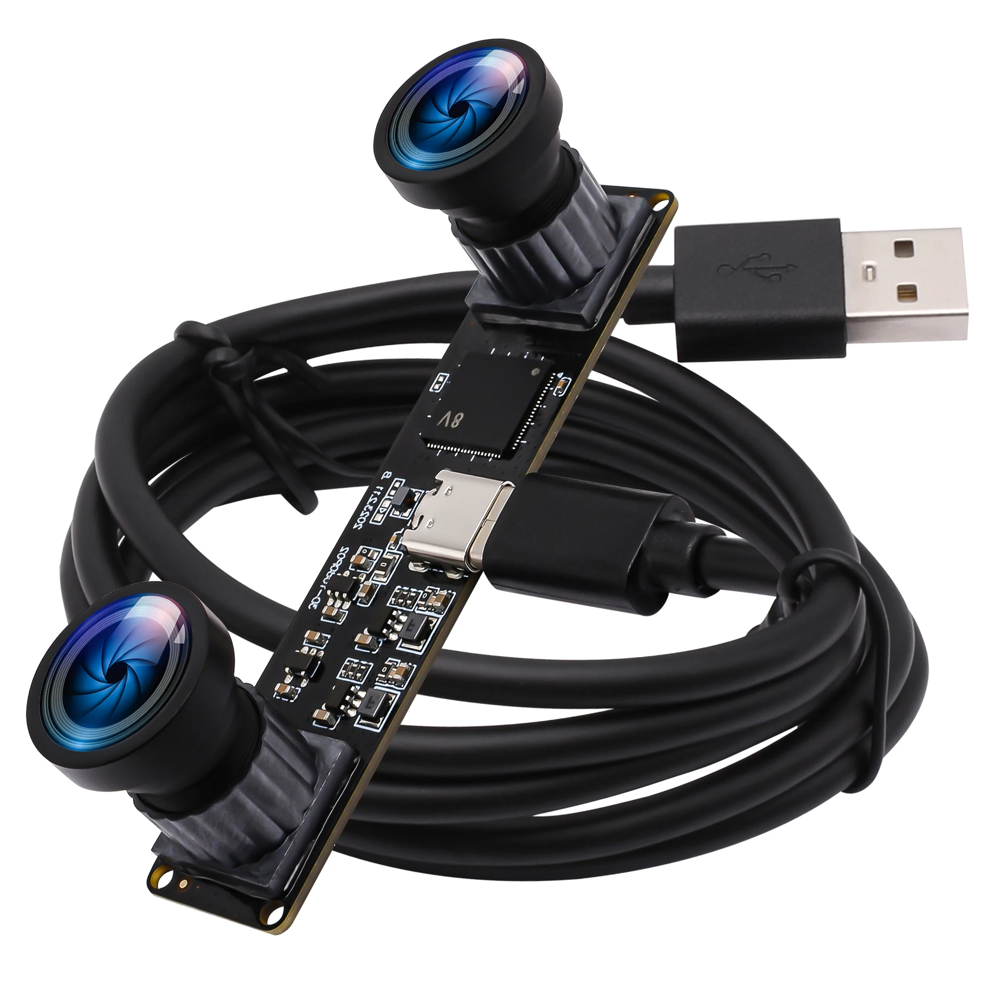 Módulo de cámara USB de 4MP gran angular doble sincronizado ELP con lente de 120 grados 3840x1080P 60FPS para identificación facial AI