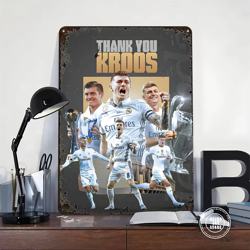 Toni Kroos 3D Printed Texture Poster Personalized Wall Art Retro Metal Tin Signs for Home Decor Room Accessories House Wand Deko