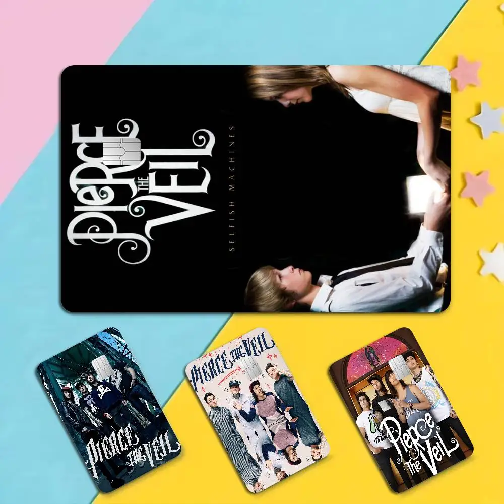 emo rock band P-Pierce The Veil Anime Cartoon Bear Skin Sticker Film Tape Case for Big Credit Debit Card Front Side