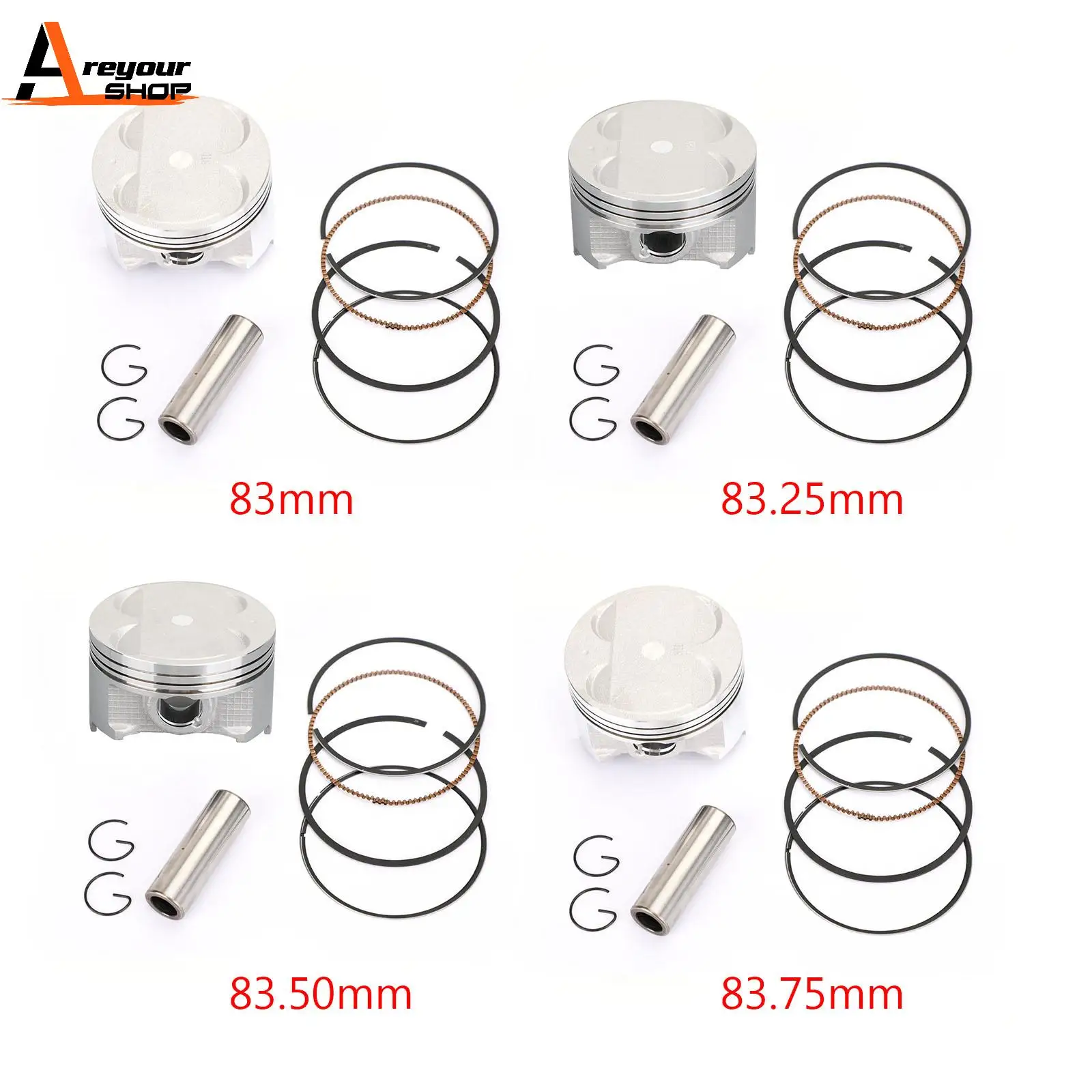 Areyourshop Piston Ring Pin Clip Kit For Suzuki AN400 Burgman 1999-2006 12111-15F00-0F0 Motor Parts